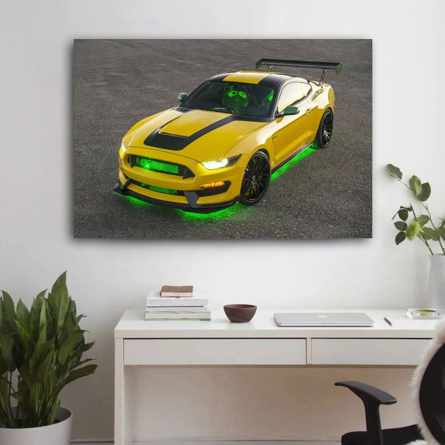 Плакаты и принты Mustang Shelby GT500 Настенная картина с изображением мышечной машины