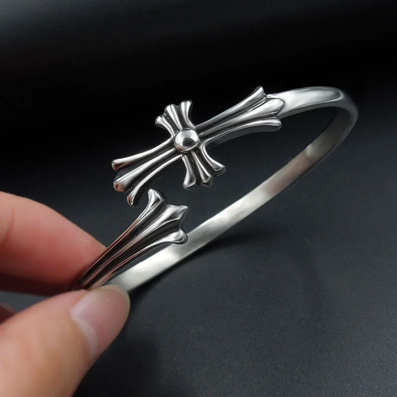 Ювелирные изделия Titanium стальной браслет кросс открытие браслет. Титан стали