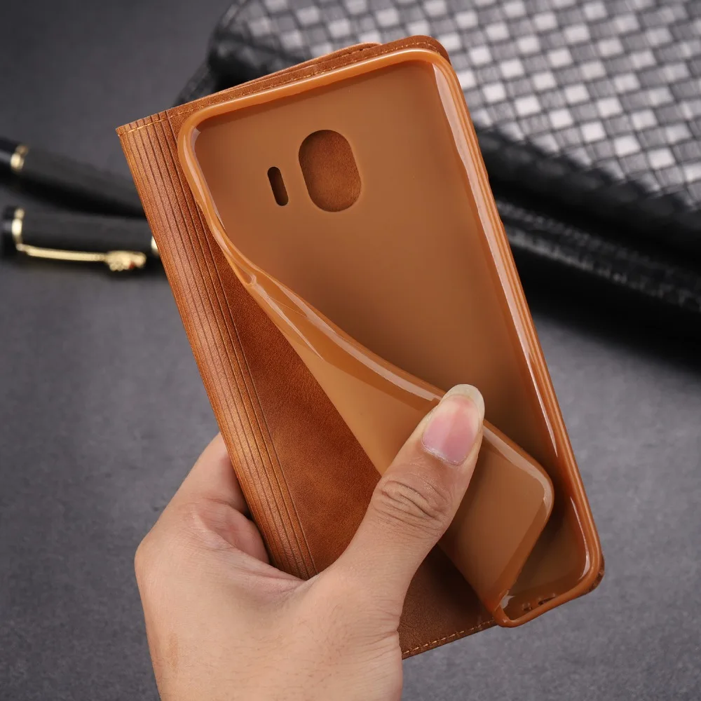 Роскошный флип-чехол для Samsung Galaxy J4 Plus 2018 чехол телефона винтажный Магнитный с