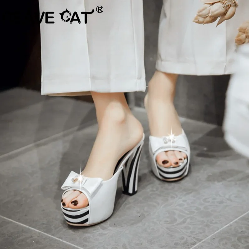 REAVECAT/Новинка вечерние шлепанцы с бантом украшенные кристаллами женские белые