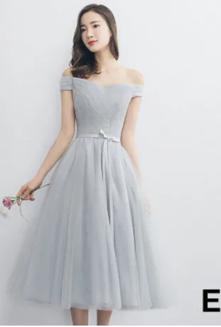 grey e Vestido De Noiva Синий bridaesmaid платья Чай-с рукавом средней длины Милая Дешевые Простой Пром Выпускной официальная Вечеринка платье - Цвет: grey e