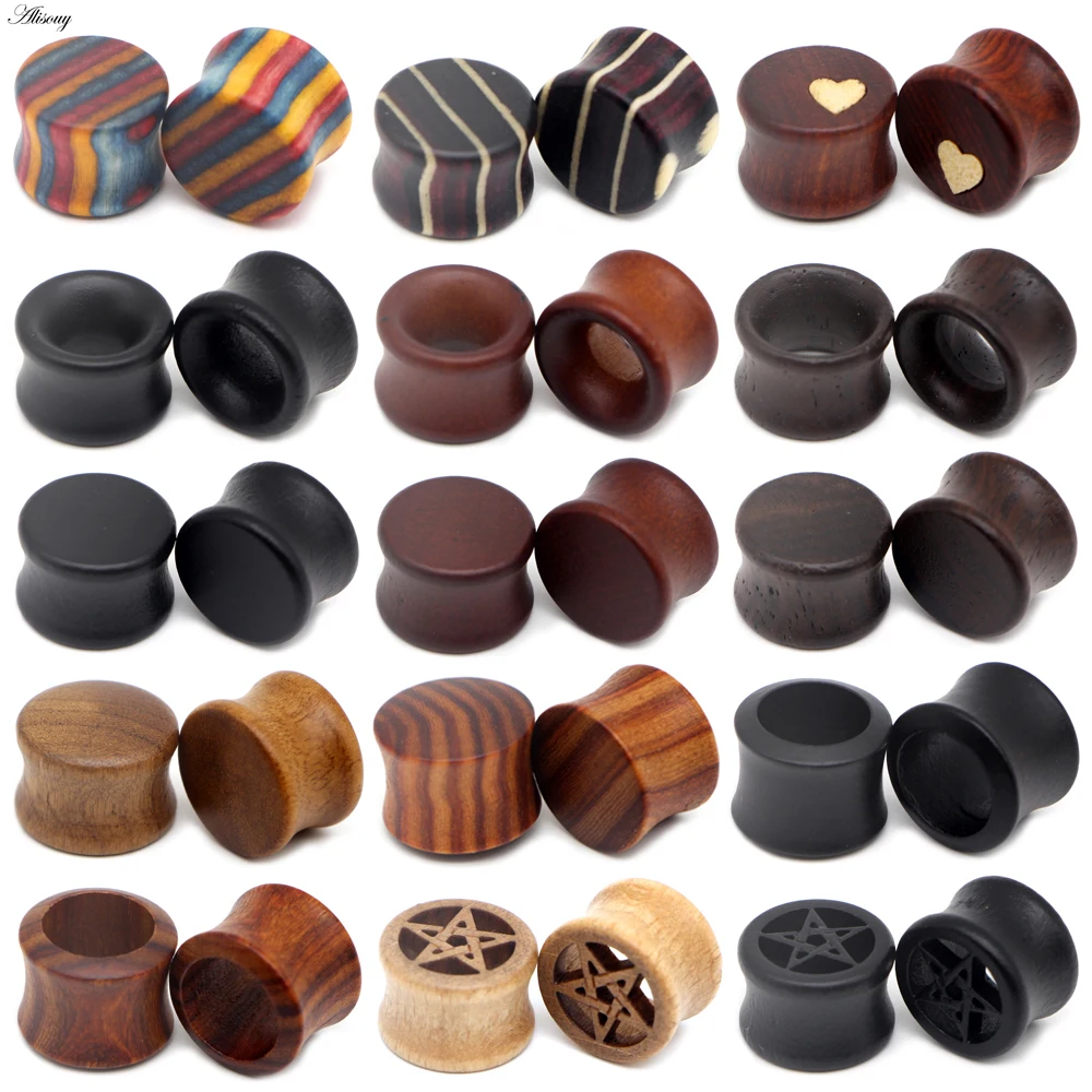 

8-50mm Plugs and Tunnels Big Size Ear Tunnel Earrings Ear Stretcher Wood Expander Men Ear Piercing Body Piercing Tunnels Gauge