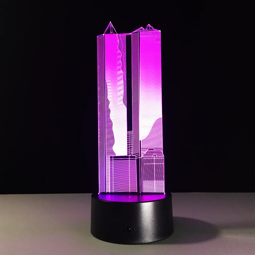 High Building 7 Colors Lamp 3D LED Visual Led Night Lights For Kids Touch Usb Table Lampara Lampe Baby Sleeping Nightlight | Лампы и