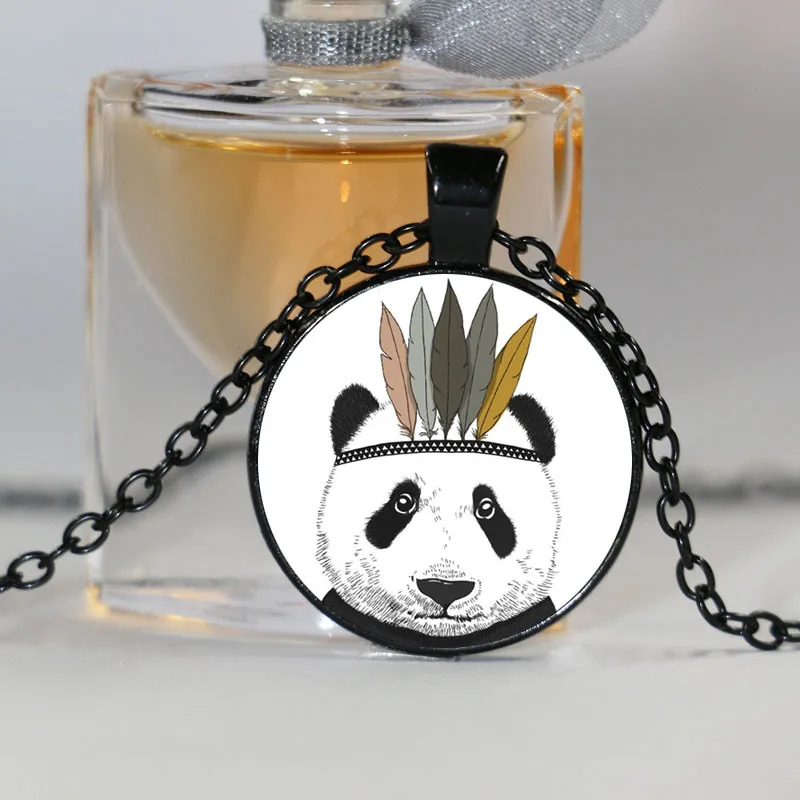 Panda Bear Bronze Plated Pendant Necklace Wildlife Art Indian Style Vintage Women Jewelry Men Bijoux | Украшения и аксессуары