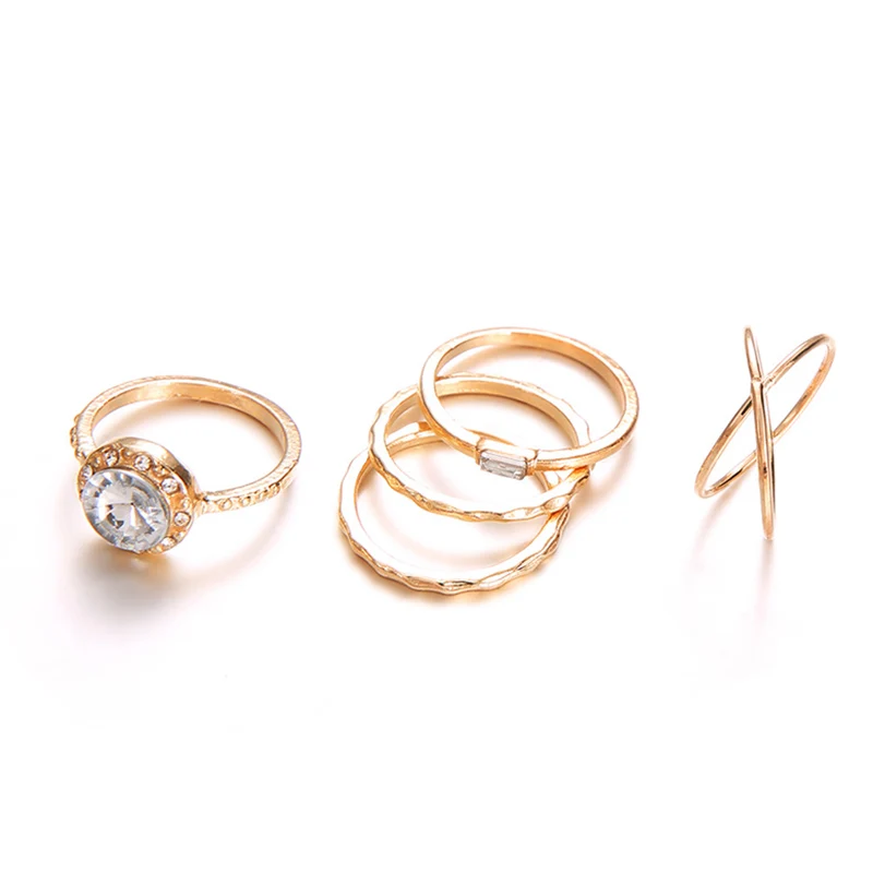 5 шт. женские кольца в стиле ретро набор классические инкрустированные