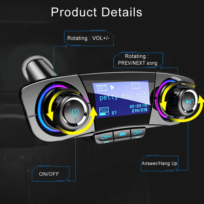 FM передатчик Aux модулятор Bluetooth Handsfree автомобильный комплект аудио mp3 плеер с