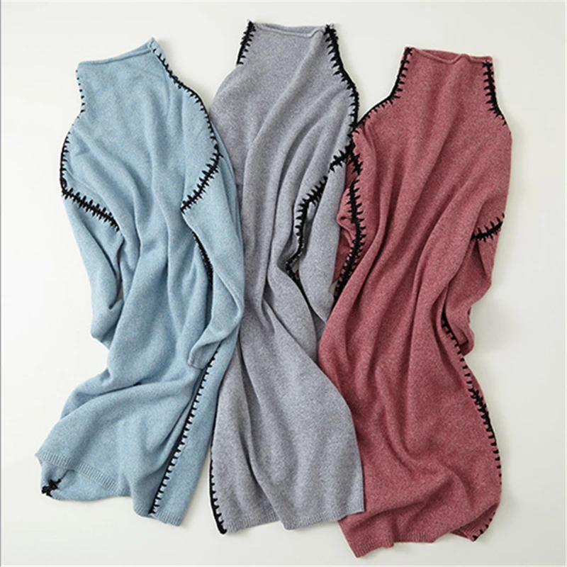 100% goat cashmere knit women new fashion elegant pullover sweater dress hand seamed sides high collar S/M/L | Женская одежда