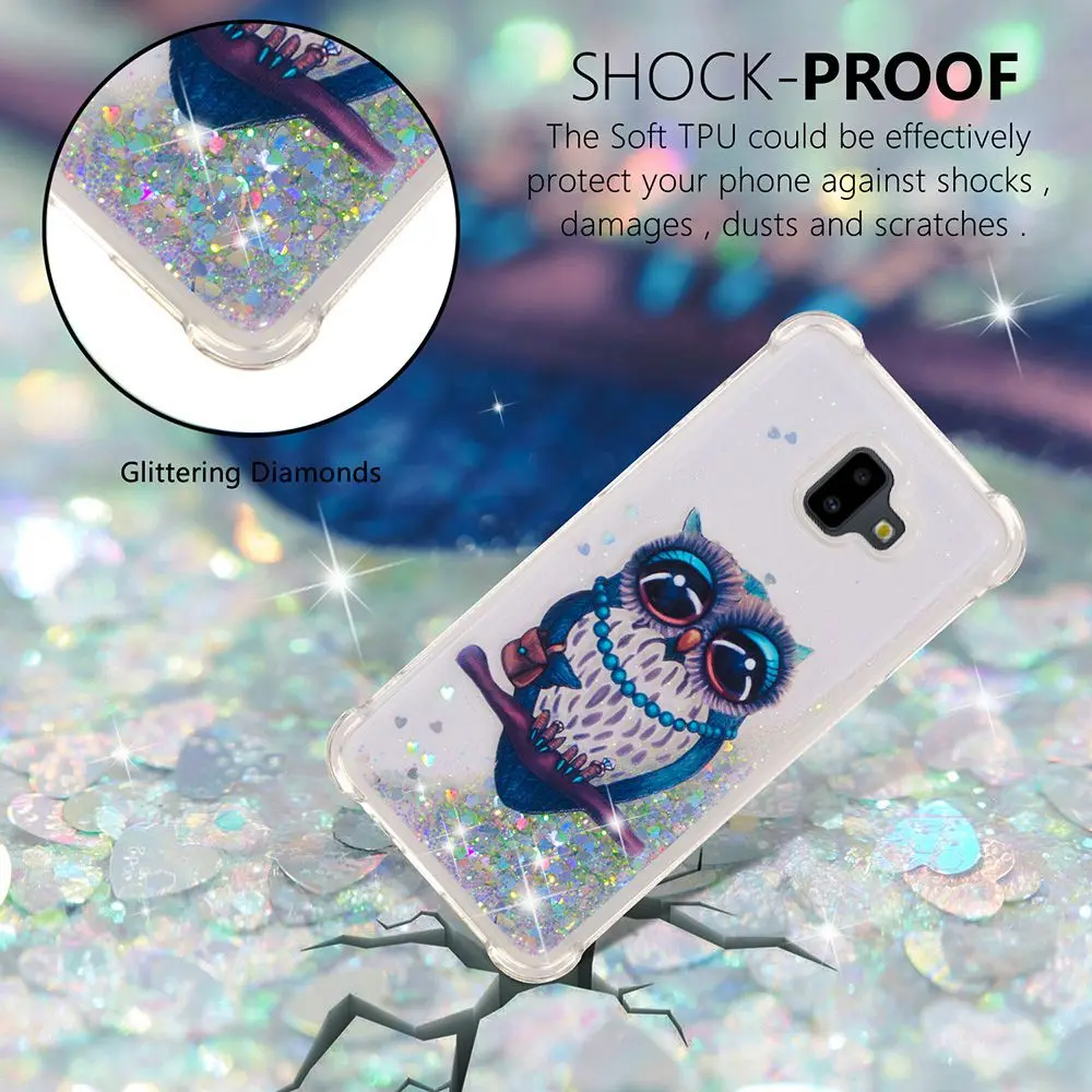Owl Dynmic Quicksand Case for Samsung Galaxy J6 Plus Silicon Cover Cute TPU Soft J610F J610 |