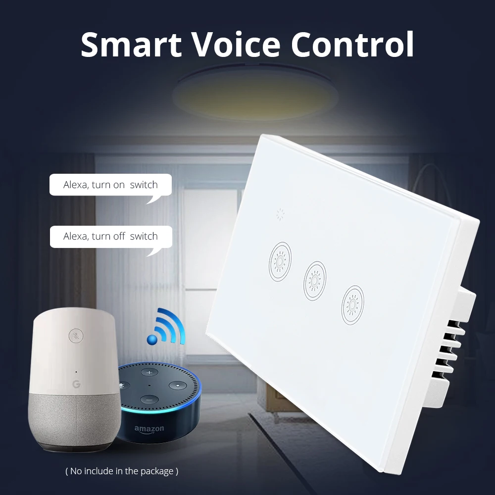 США AU 3 банды Wifi настенный выключатель Alexa Google Home Tuya Smart Life APP Android IOS светильник Панель Swithes