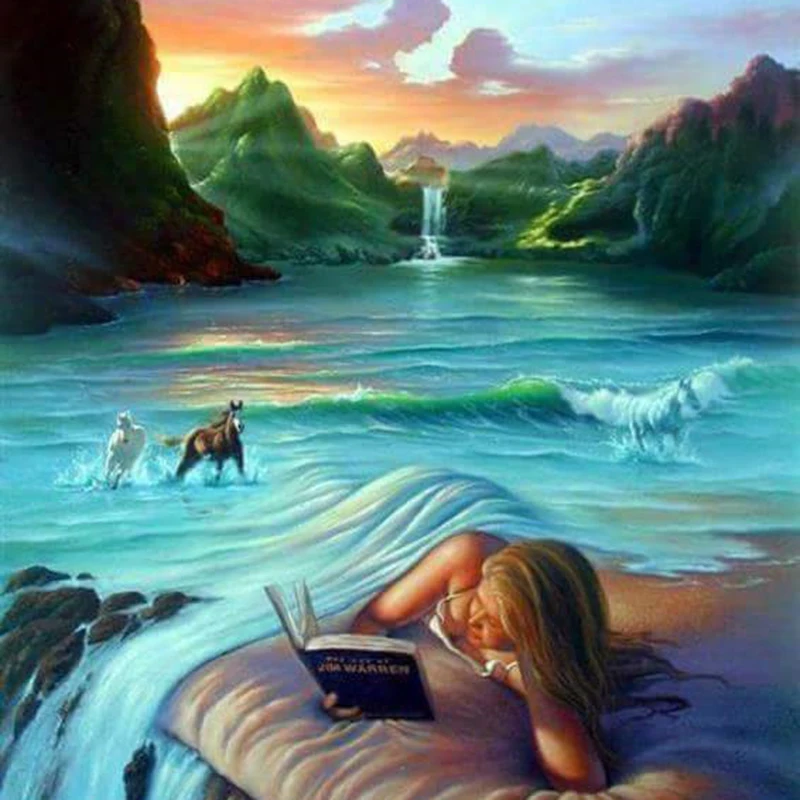 Картина из квадратных страз 5D алмазная вышивка Купание красавицы крестиком