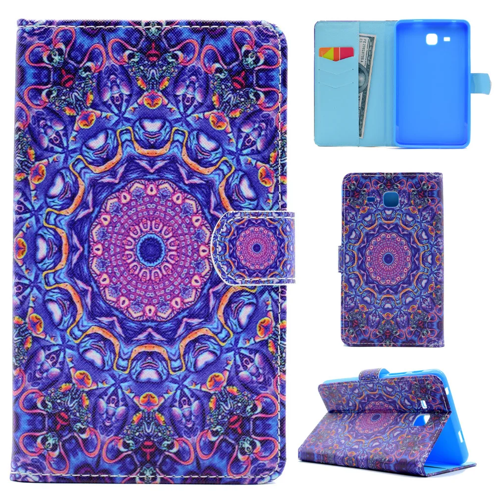 Ультратонкий чехол книжка из искусственной кожи с рисунком и подставкой для Samsung