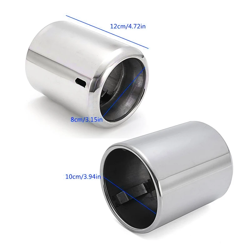 Комплект наконечников выхлопной трубы из нержавеющей стали серебристый 2 шт.