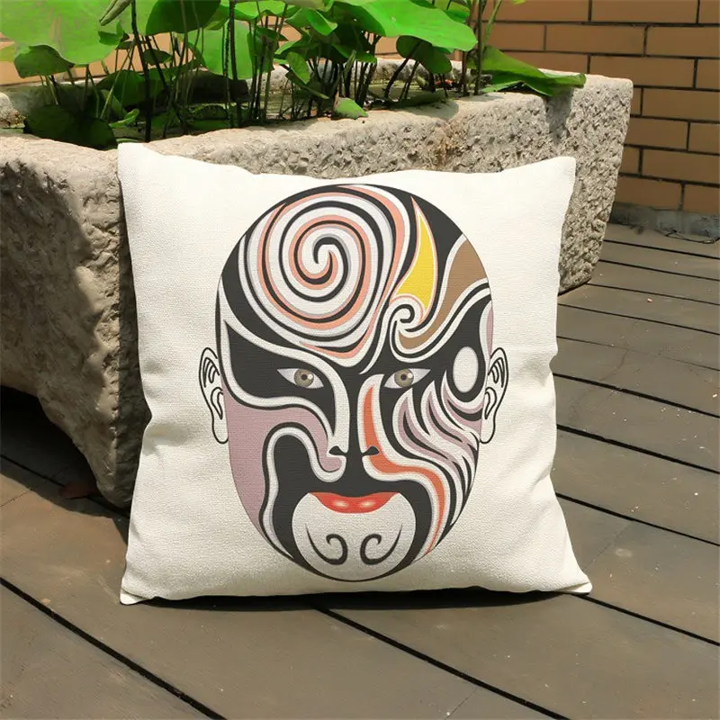 Creative Classical Peking Opera Mask Cushion Cover Decorative Pillowcase Chair safe Car Pillow Home Living Textile BZ-166 | Дом и сад