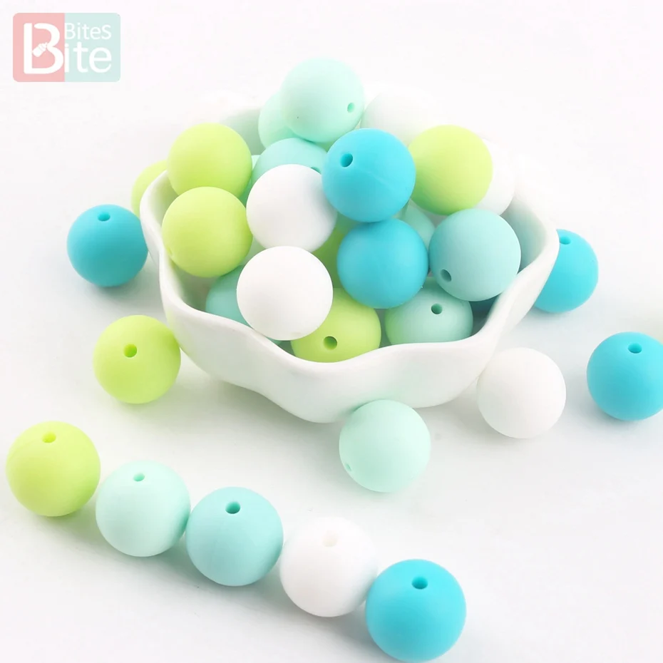 Green Series Кусачки 12 мм 30 шт. Силиконовые Бусины DIY Детские Прорезыватели для зубов аксессуары для изготовления детских прорезывателей мягкие бусины без бисфенола цвет - Цвет: Green Series