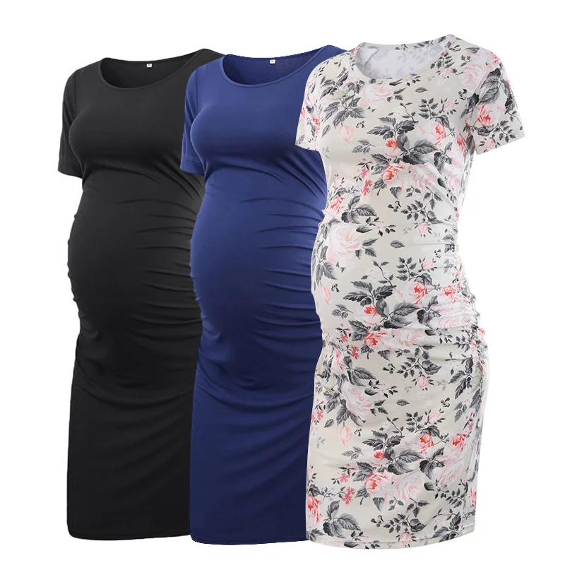 2022 Women Sleeveless Skinny Pregnant Maternity Dress Flower Maternity Tank Clothing Mama Baby Shower Pregnancy Home Dresses