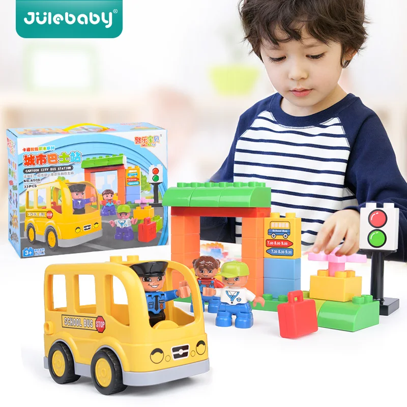 

33 шт., Детский конструктор «автобусная станция», совместим с Duplo
