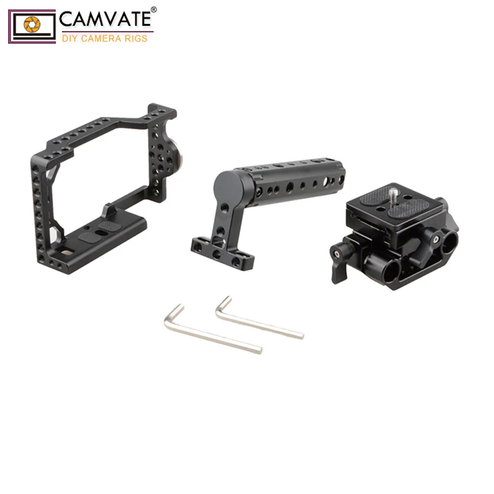 

CAMVATE Camera Cage Rig With ARCA Quick Release Baseplate & Standard M6 ARRI Rosette Mount & Top Cheese Handle For Sony A6500