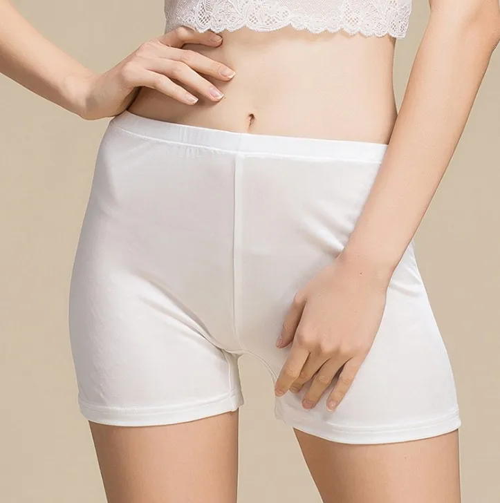 white Женские шорты-слипы из 50% шелка и 50% вискозы, трусики-панталоны HY106 - Цвет: white