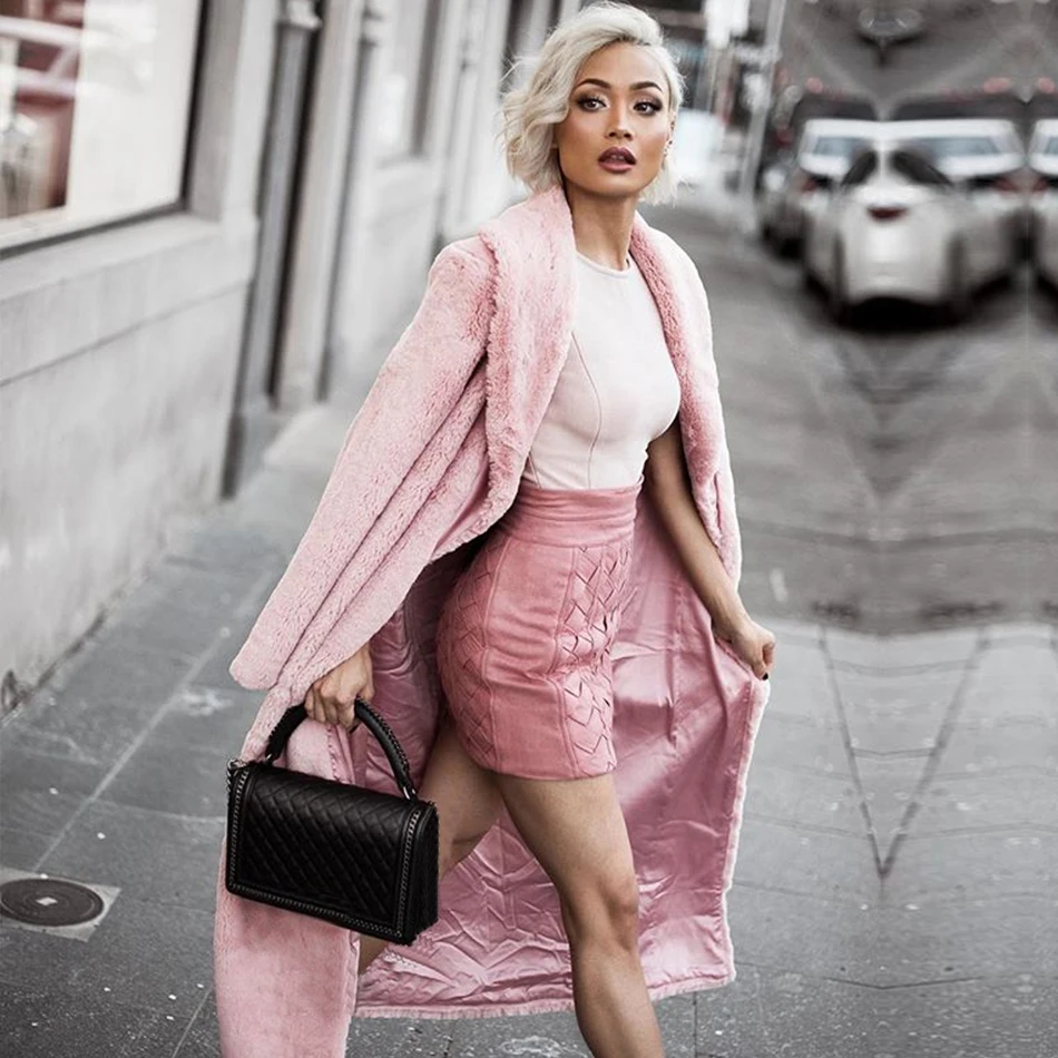 Adyce 2019 новое зимнее женское тонкое траншеи пальто сексуальное розовое с глубоким