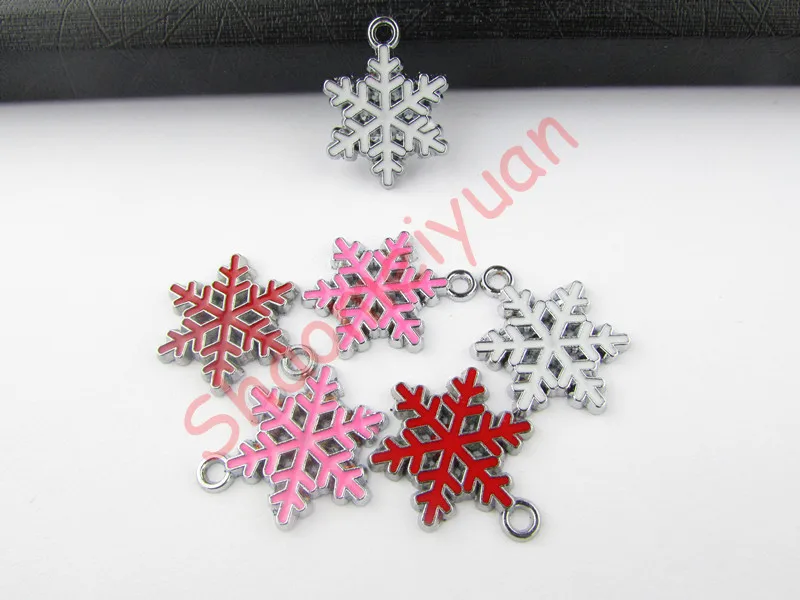 

ECM20 Mix Color 20Pcs Alloy Metal Enamel Christmas Snowflake Charms Pendants 26x20mm