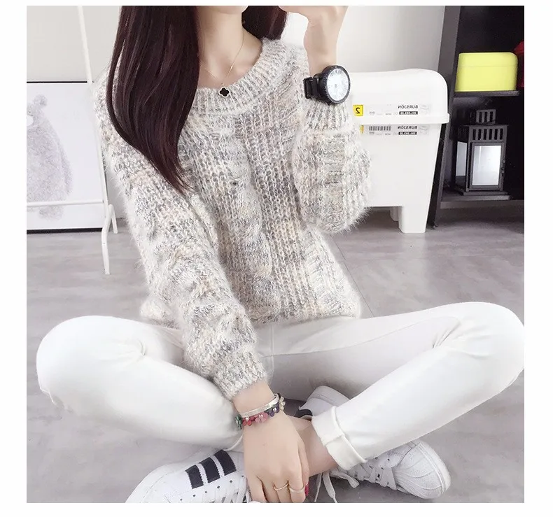 2021 Осень Зима Тонкий свитер женский пуловер с длинным рукавом вязаный Топы