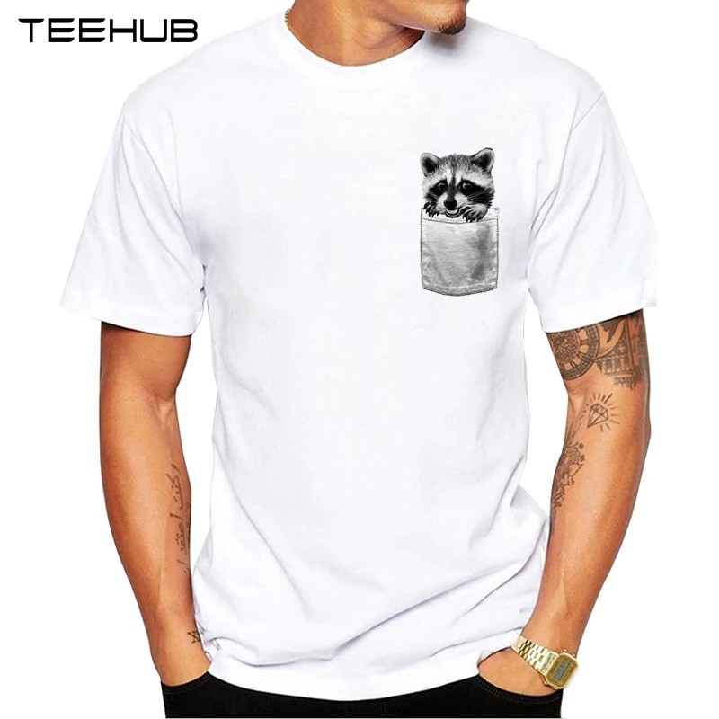 2019 Мужская модная футболка TEEHUB с коротким рукавом и принтом енота хипстерские