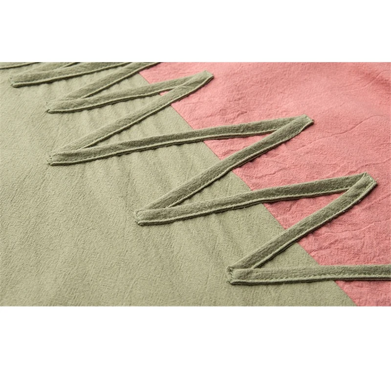 Женское платье мини из хлопка и льна свободное Повседневное контрастных цветов с