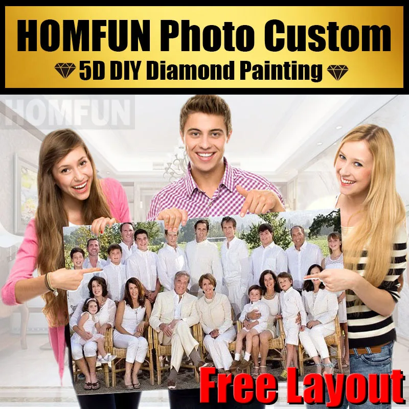 HOMFUN Photo Custom Diamond Embroidery Sale Full Painting Cross Stitch Kits Picture Rhinestone 5D Gifts Decor | Дом и сад