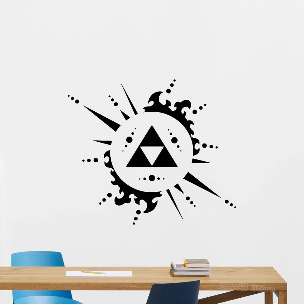 Легенда о Zelda Triforce настенные видео игры виниловые Стикеры декор плакат Аннотация съемный Наклейки на стену Гостиная Z327
