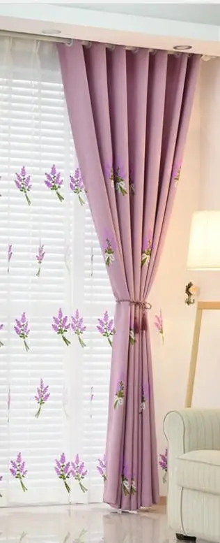 curtain2 Лавандовые вышитые тюли и занавески для гостиной, спальни, занавески для детской комнаты, занавески на окна принцессы - Цвет: curtain2