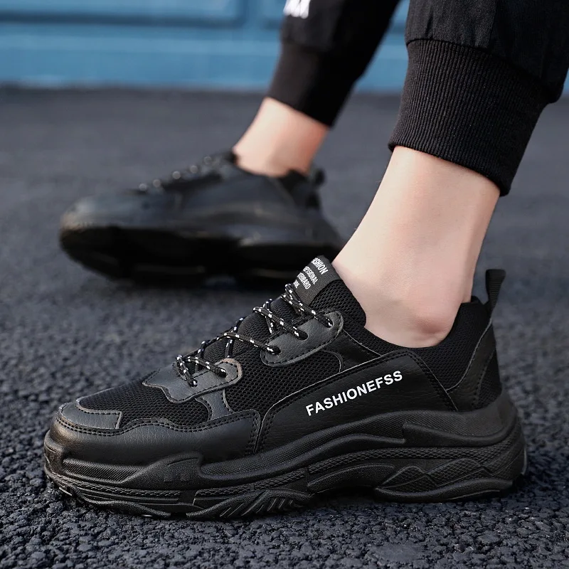 Мужские кроссовки для отдыха увеличивающие рост дышащие с круглым носком 2019