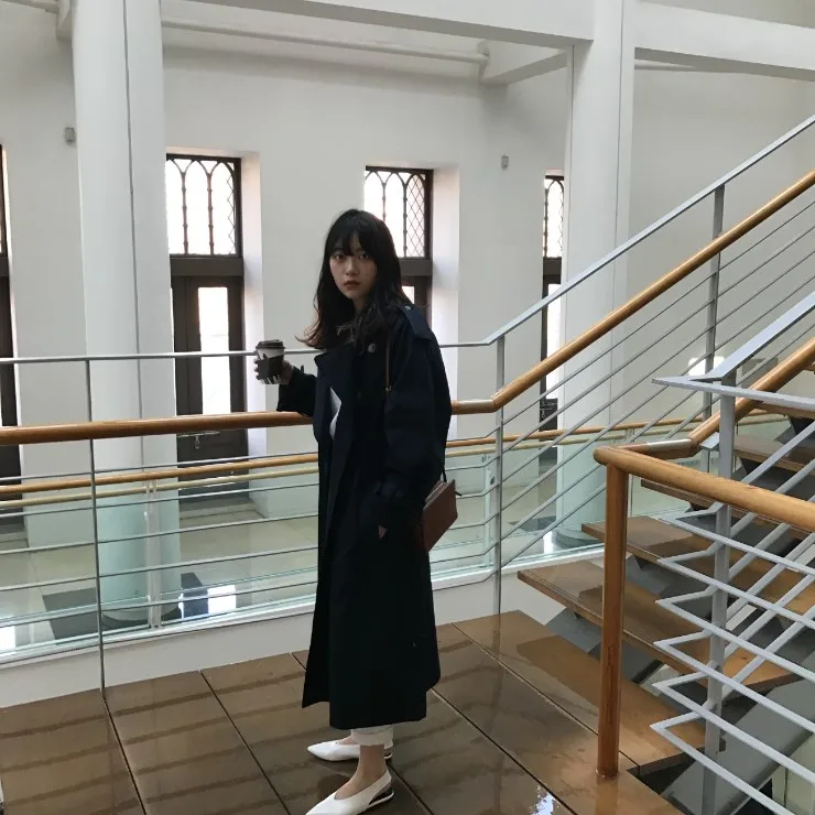 Корейский дизайн размера плюс treetwear Модные женские длинные тренчи повседневные негабаритные плащи ветровка