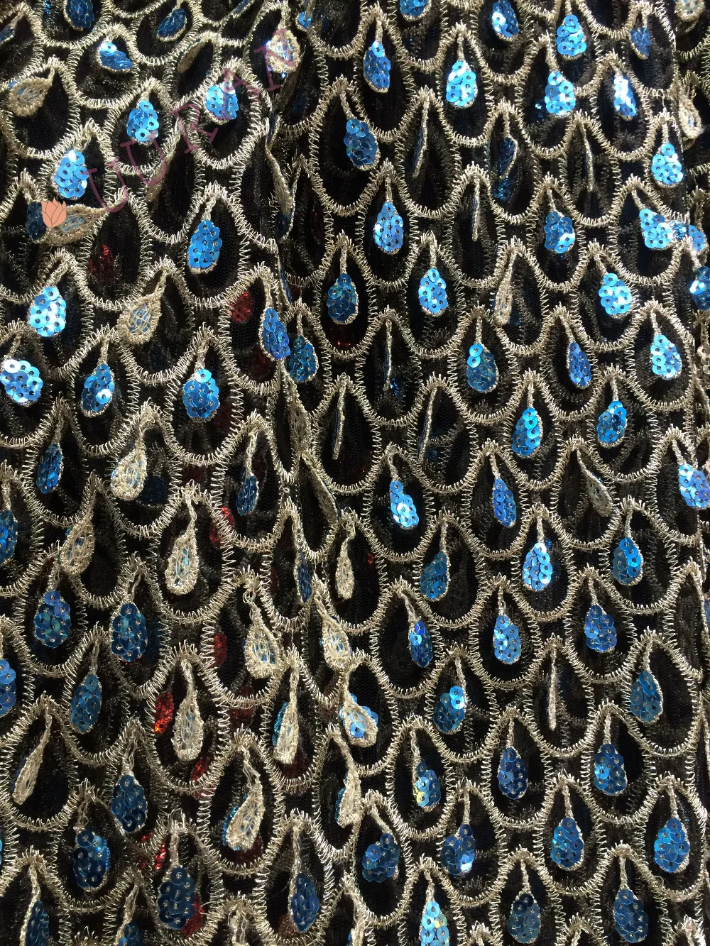 5 yards indian french net lace fabric with sequins embroidered Fabric | Дом и сад