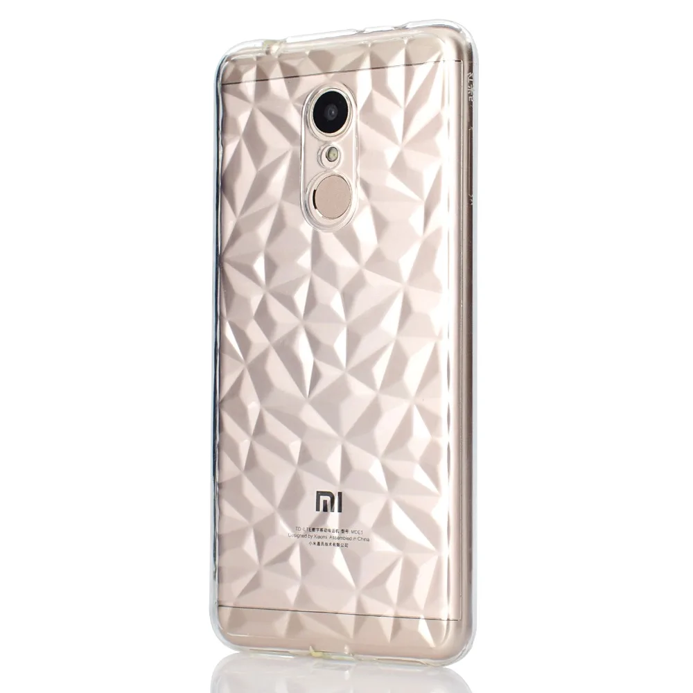 For redmi 5 case 3D Diamond pattern soft TPU silicone Transparent for 6 shockproof shell back cover |