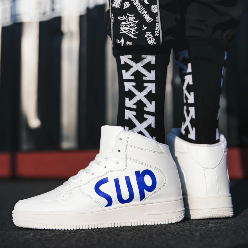 Qiu dong season warm han edition men's shoes high help aj1 air force one trend joker recreational basketball sneakers | Спорт и