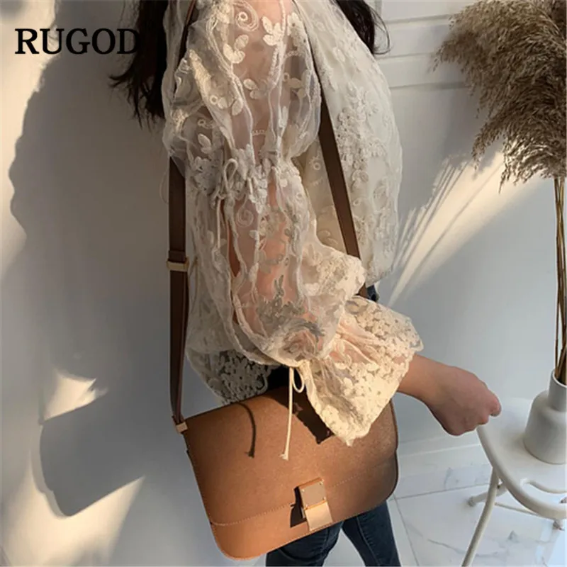 Женские шифоновые блузки RUGOD Vintge элегантные кружевные рубашки с расклешенными