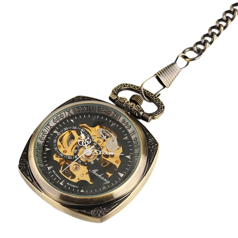 

Retro Bronze Open Face Mechanical Pocket Watch Hand Winding High Quality Pendant Clock Gifts for Men Women