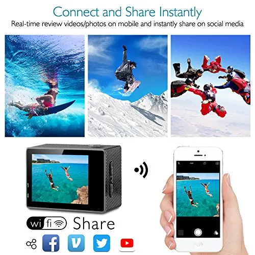 Купить Экшн-камера AKASO DragonTouch 4K, водонепроницаемая подводная камера с обзором 16 МП и широким углом обзора 170 градусов, Wi-Fi, Спортивная камера с дистан...