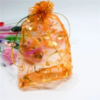 100pcs colorful heart organza bags charm jewelry bags wedding xmas party favor gift pouches for love gift jewelry 13cmx18cm