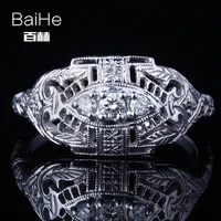baihe solid 14k white goldau585 0 18ct round cut genuine natural diamonds wedding women vintage fine jewelry diamond ring
