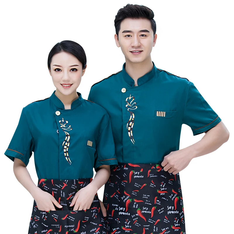Мужская повседневная одежда шеф повара с коротким рукавом для ресторана отеля