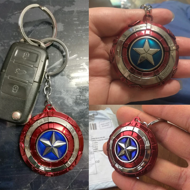 Мстители Endgame брелок Капитан Америка Косплей Реквизит сплав Вращающийся брелок для ключей в стиле унисекс автомобильный брелок Железный человек аксессуары