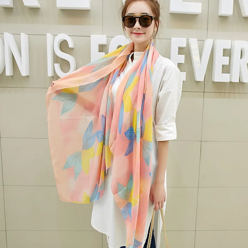 Thin Chiffon Silk Scarf Fashion Scarves Spring And Autumn Bandana Accessories Women's Summer Scarfs Luxury Brand | Аксессуары для