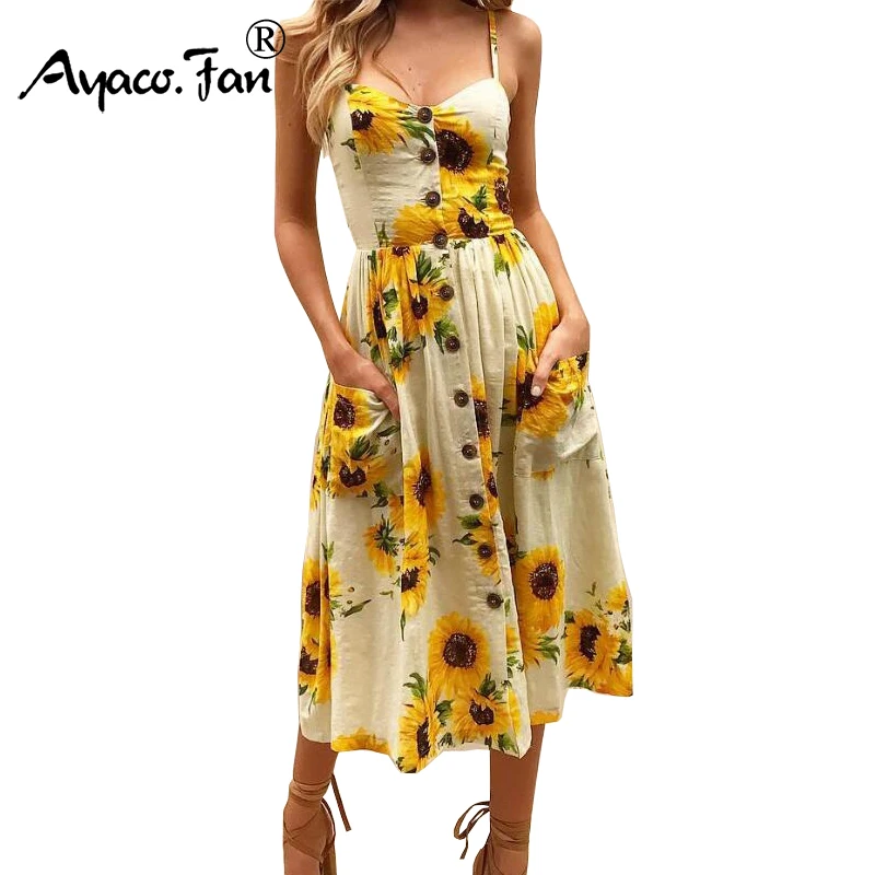 Женское пляжное платье средней длины с цветочным принтом треугольным вырезом и