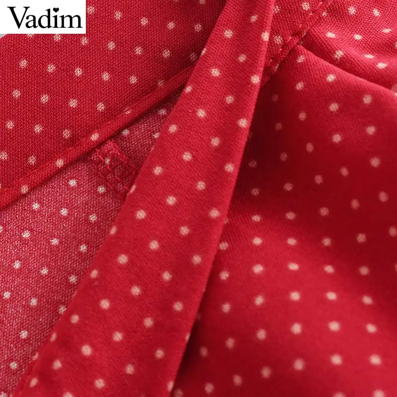 Vadim для женщин chic в горошек красная юбка faldas mujer пуговицы плиссированные Женская