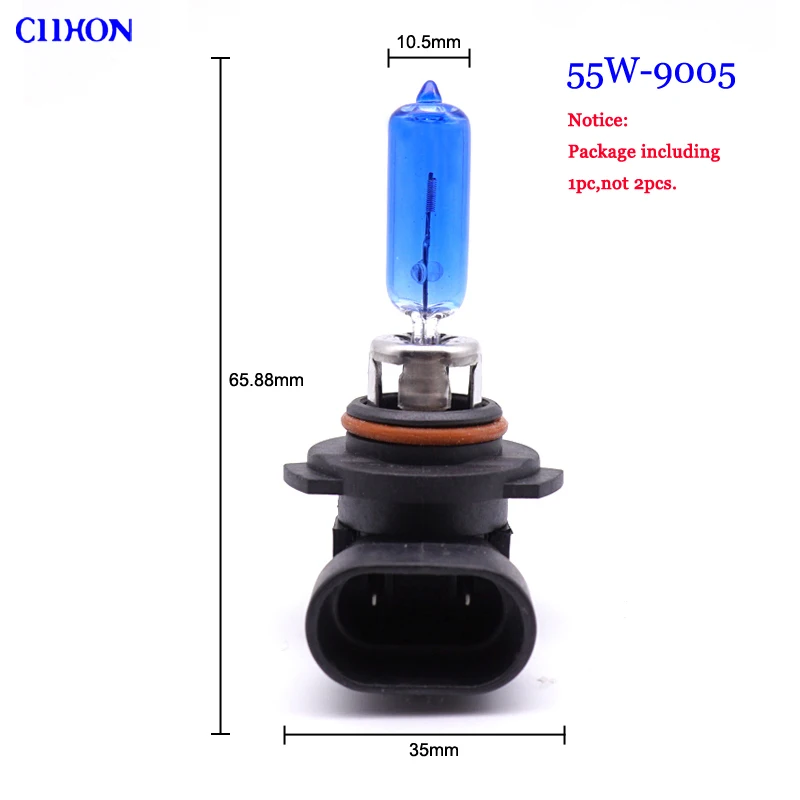 1pc-55W-9005 Ciihon белый галогенные лампы H1 H3 H4 HB2 H7 H8 H11 9005 HB3 9006 9012 H15 55 Вт 100 Вт кварцевое стекло Автомобильные светодиодные лампы фар - Испускаемый цвет: 1pc-55W-9005