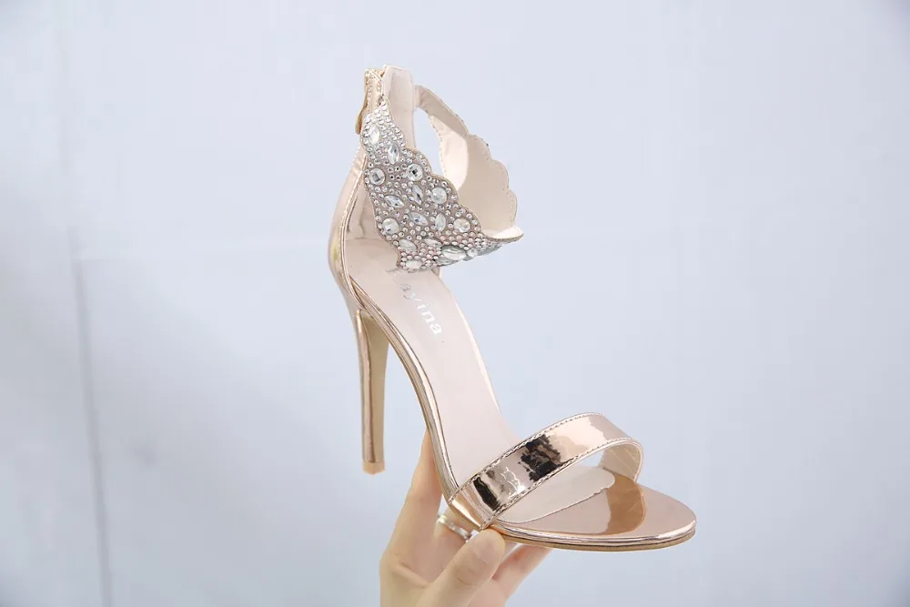 Со скидкой; Chaussure Femme Talon; женские туфли-лодочки со стразами; босоножки на молнии; обувь на высоком каблуке для свадебной вечеринки; женская обувь; Sapato Mujer