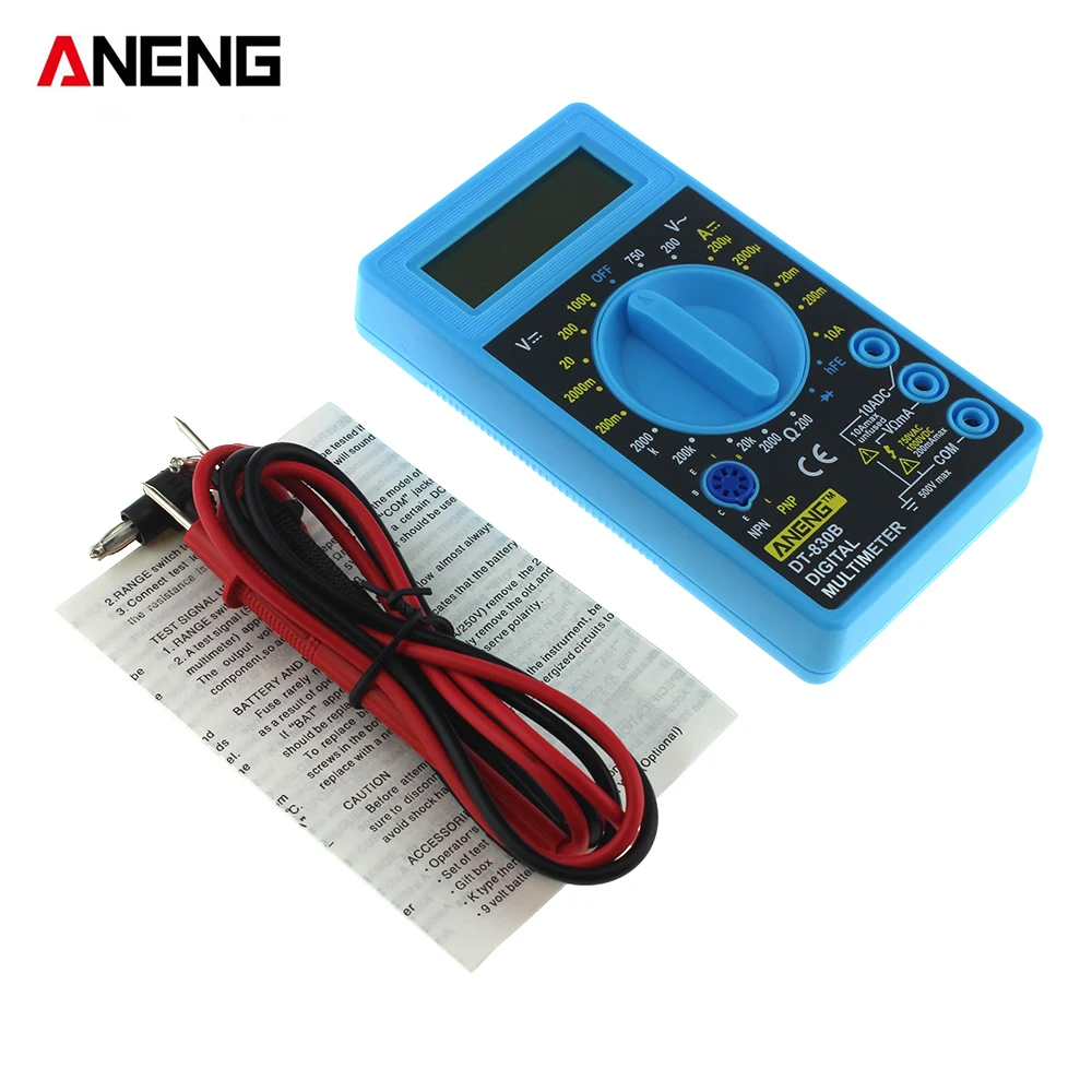 ANENG DT830B ЖК дисплей цифровой вольтметр Амперметр Ом мультиметр DT 830B электрический