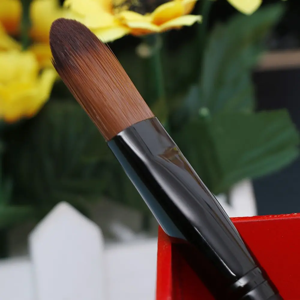 

1pc Natural Goat Hair Makeup Brush With Black Wooden Handle Makeup Foundation Brush Mixed Applicator Brush Shader Beauty Tool