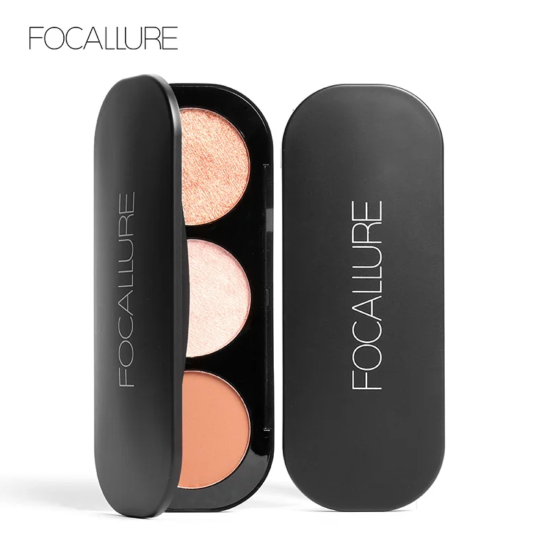 FOCALLURE Новое поступление 3 цвета румяна и хайлайтер палитра лица матовая Matte пудра